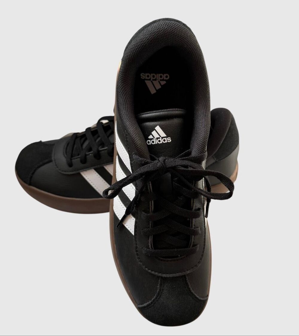 adidas VL Court 3.0 K Youth Sneakers NWT Black White Gum Size 5.5